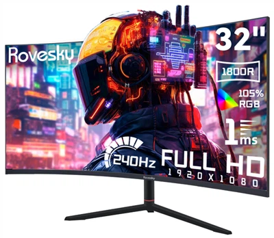 Rovesky 32- Inch Monitor de jocuri curbate - 240Hz